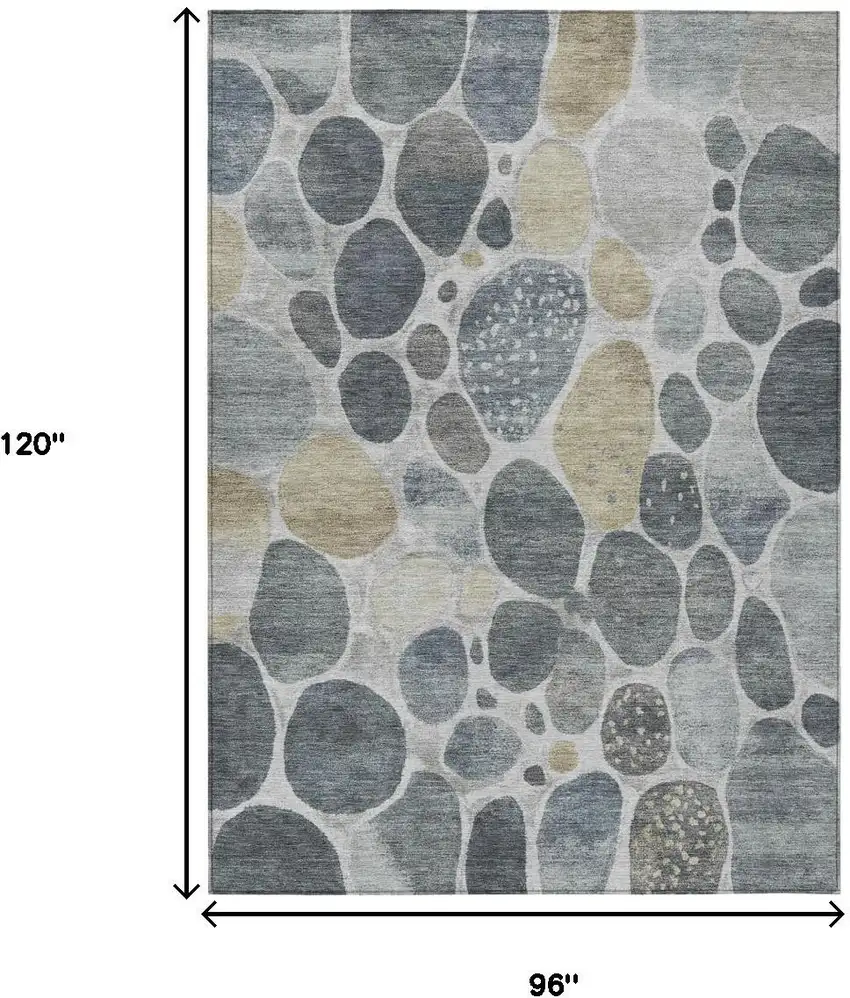 Pewter Beige And Ivory Geometric Washable Indoor Outdoor Area Rug Photo 9