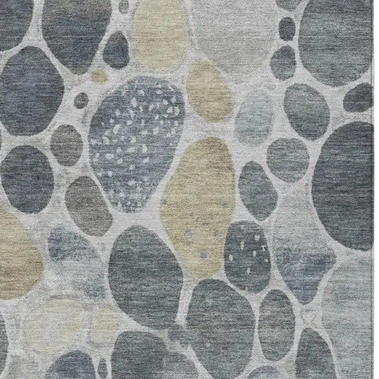 Pewter Beige And Ivory Geometric Washable Indoor Outdoor Area Rug Photo 6