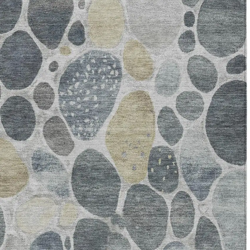 Pewter Beige And Ivory Geometric Washable Indoor Outdoor Area Rug Photo 6