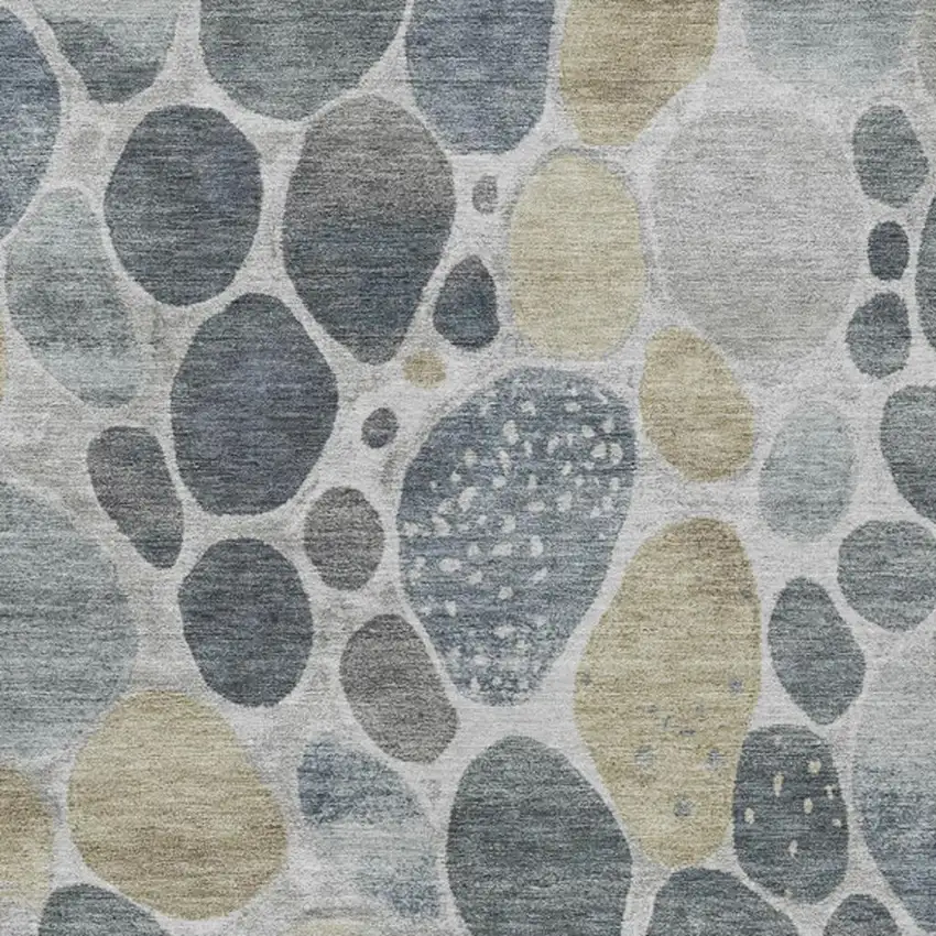 Pewter Beige And Ivory Geometric Washable Indoor Outdoor Area Rug Photo 6