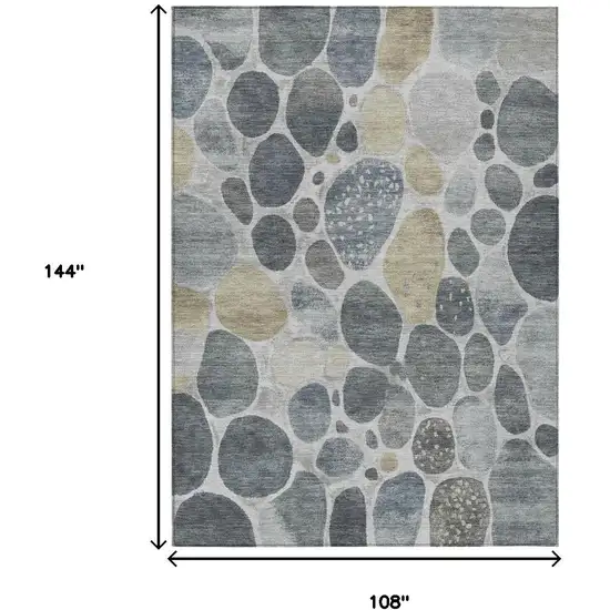 Pewter Beige And Ivory Geometric Washable Indoor Outdoor Area Rug Photo 9