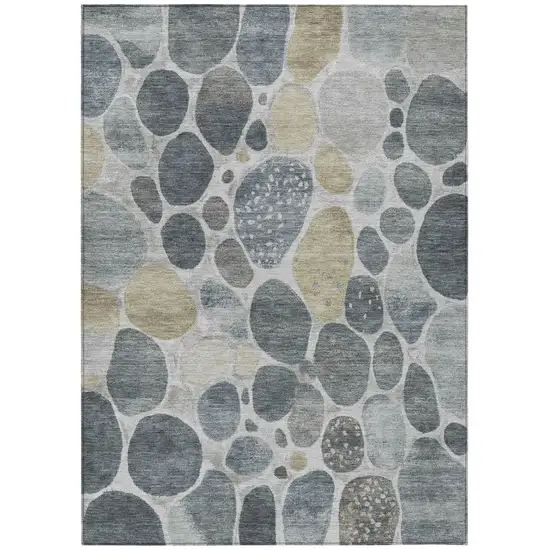 Pewter Beige And Ivory Geometric Washable Indoor Outdoor Area Rug Photo 7
