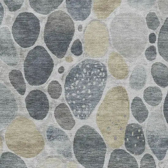 Pewter Beige And Ivory Geometric Washable Indoor Outdoor Area Rug Photo 9