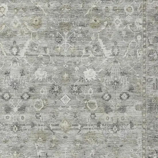 Pewter Beige And Ivory Oriental Washable Indoor Outdoor Area Rug Photo 4