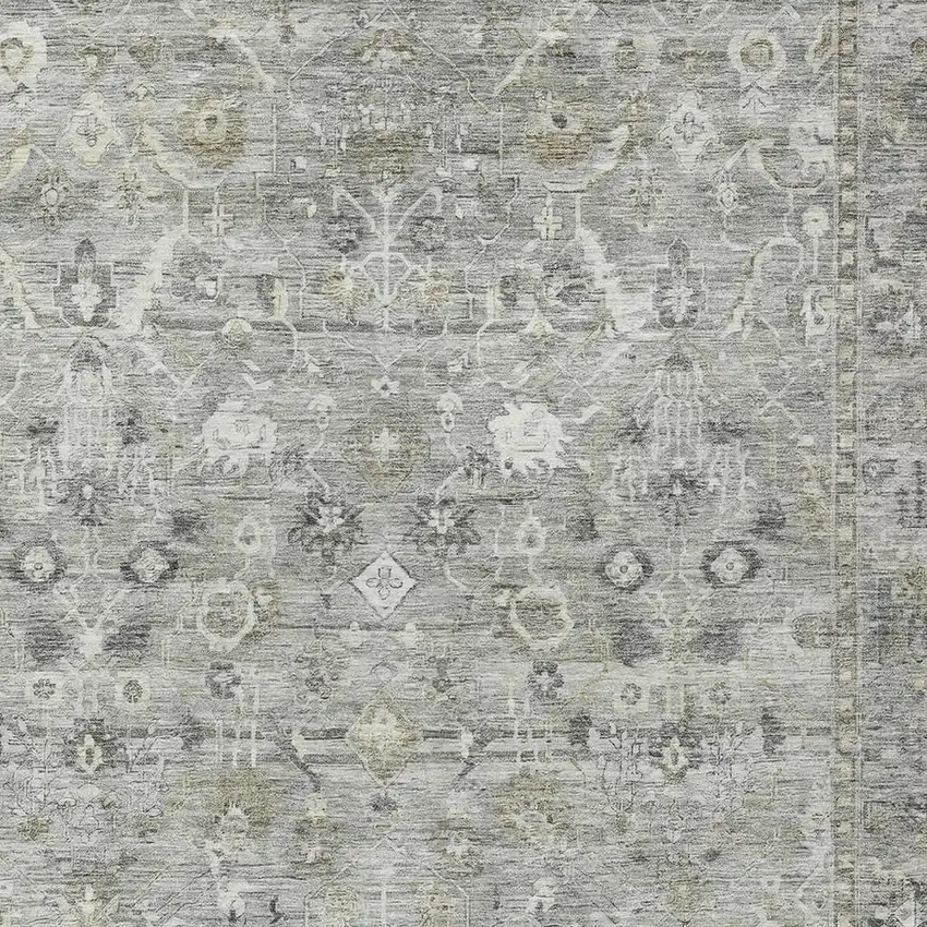 Pewter Beige And Ivory Oriental Washable Indoor Outdoor Area Rug Photo 4