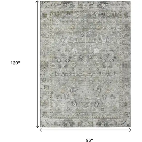 Pewter Beige And Ivory Oriental Washable Indoor Outdoor Area Rug Photo 9