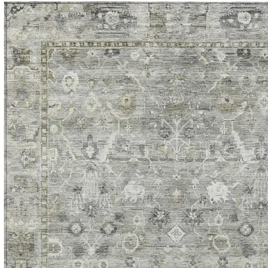 Pewter Beige And Ivory Oriental Washable Indoor Outdoor Area Rug Photo 6
