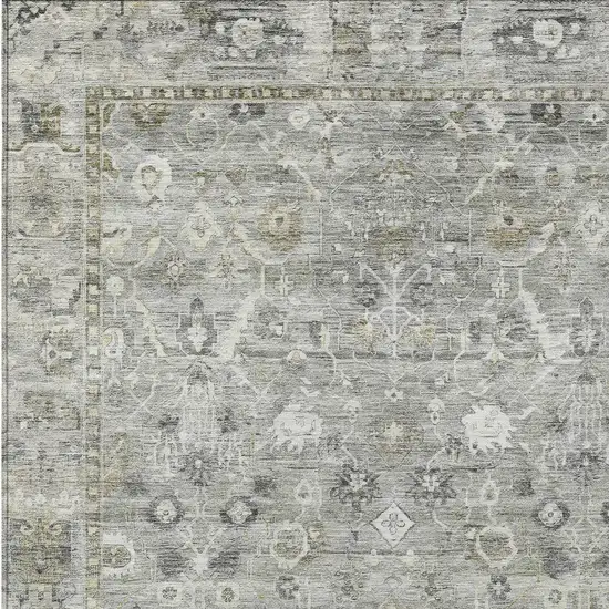Pewter Beige And Ivory Oriental Washable Indoor Outdoor Area Rug Photo 6
