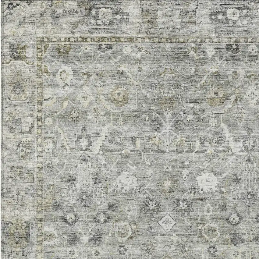 Pewter Beige And Ivory Oriental Washable Indoor Outdoor Area Rug Photo 6