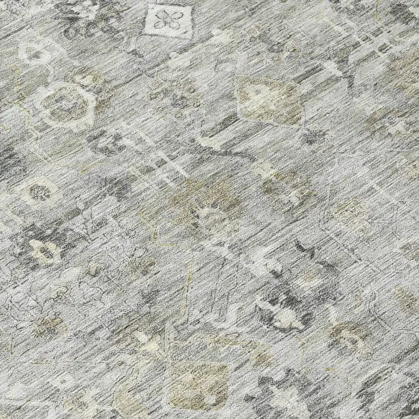 Pewter Beige And Ivory Oriental Washable Indoor Outdoor Area Rug Photo 8