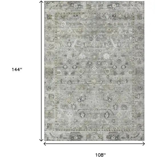 Pewter Beige And Ivory Oriental Washable Indoor Outdoor Area Rug Photo 9