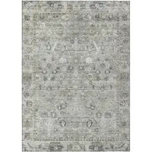 Photo of Pewter Beige And Ivory Oriental Washable Indoor Outdoor Area Rug