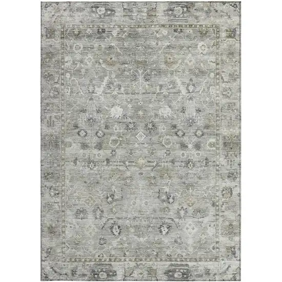 Pewter Beige And Ivory Oriental Washable Indoor Outdoor Area Rug Photo 4