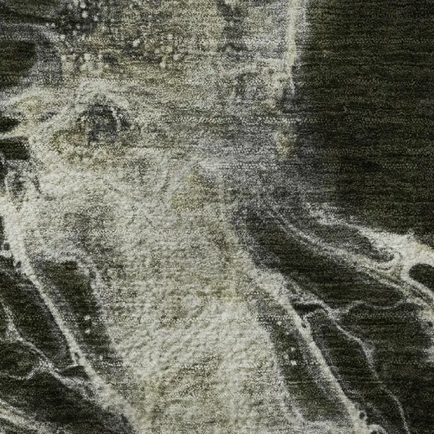 Pewter Black And Silver Abstract Washable Area Rug With UV Protection Photo 8