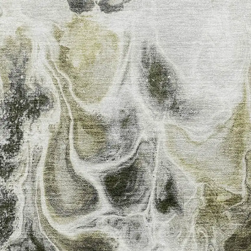 Pewter Black And Silver Abstract Washable Area Rug With UV Protection Photo 3