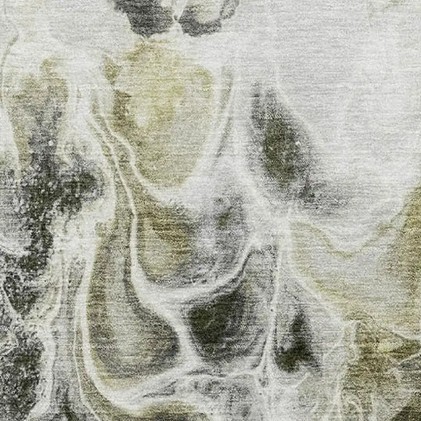 Pewter Black And Silver Abstract Washable Area Rug With UV Protection Photo 3