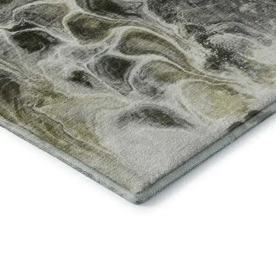 Pewter Black And Silver Abstract Washable Area Rug With UV Protection Photo 7