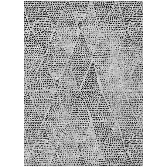 Pewter Charcoal And Ivory Geometric Washable Indoor Outdoor Area Rug Photo 2
