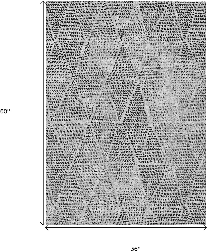 Pewter Blue Geometric Washable Non Skid Indoor Outdoor Area Rug Photo 3