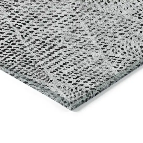 Pewter Blue Geometric Washable Non Skid Indoor Outdoor Area Rug Photo 4