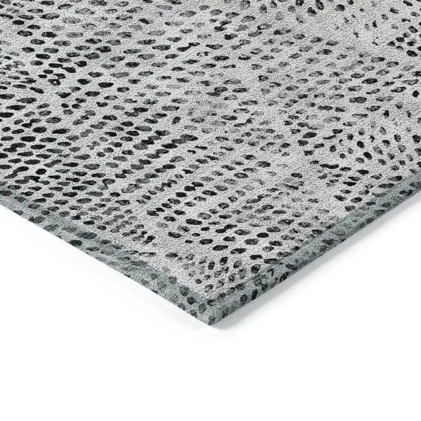 Pewter Blue Geometric Washable Non Skid Indoor Outdoor Area Rug Photo 4