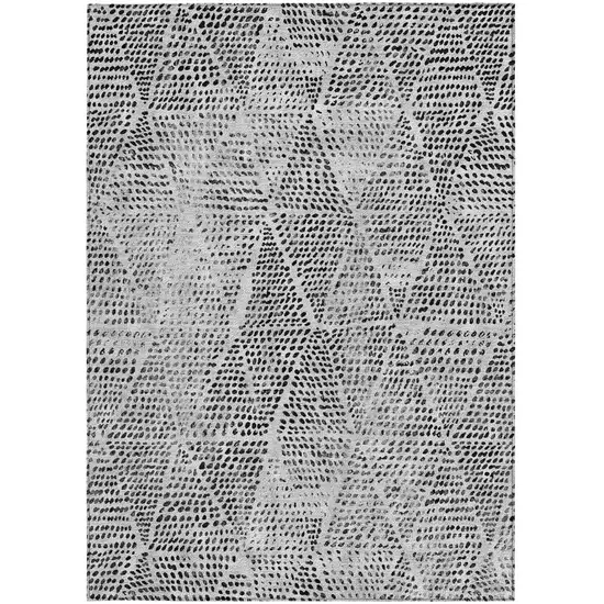 Pewter Blue Geometric Washable Non Skid Indoor Outdoor Area Rug Photo 5