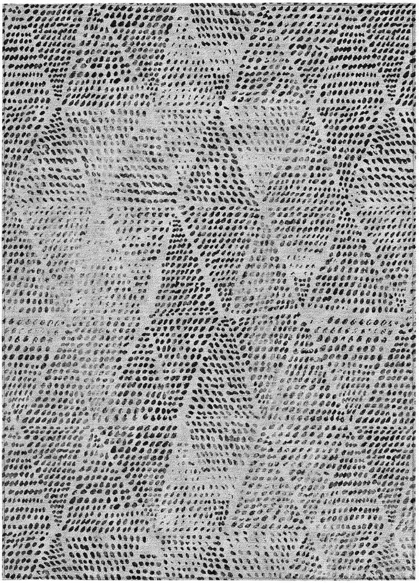 Pewter Blue Geometric Washable Non Skid Indoor Outdoor Area Rug Photo 5