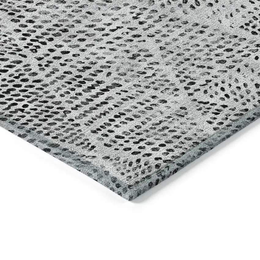 Pewter Blue Geometric Washable Non Skid Indoor Outdoor Area Rug Photo 4