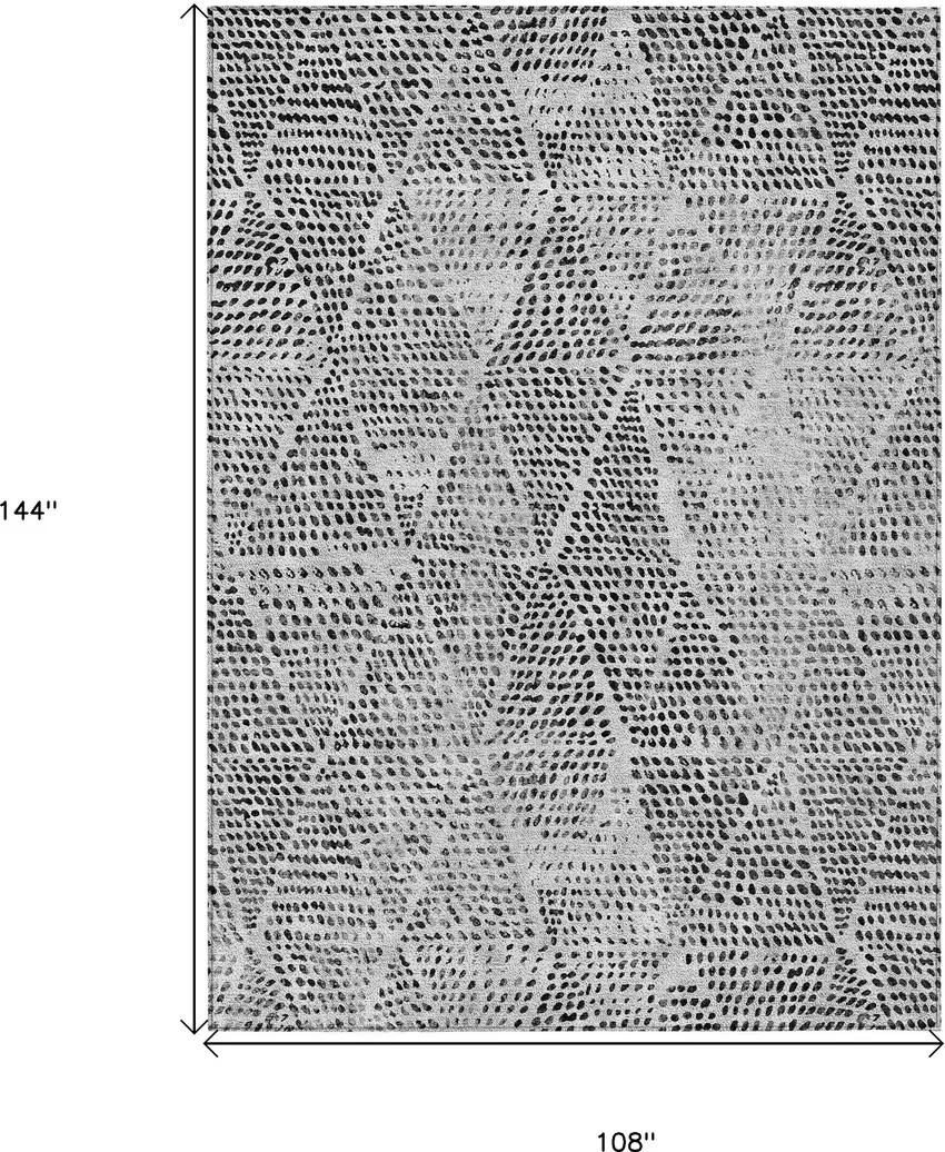 Pewter Blue Geometric Washable Non Skid Indoor Outdoor Area Rug Photo 7