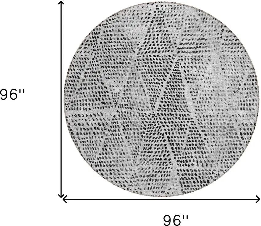 Pewter Blue Round Geometric Washable Non Skid Indoor Outdoor Area Rug Photo 3