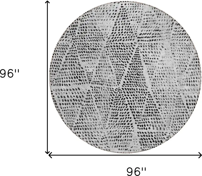 Pewter Blue Round Geometric Washable Non Skid Indoor Outdoor Area Rug Photo 3