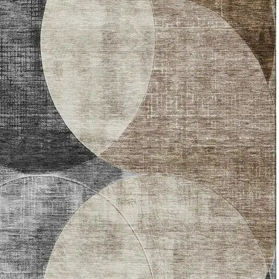 Pewter Brown And Beige Geometric Washable Area Rug With UV Protection Photo 2