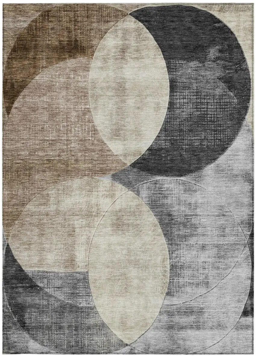 Pewter Brown And Charcoal Geometric Washable Indoor Outdoor Area Rug Photo 5