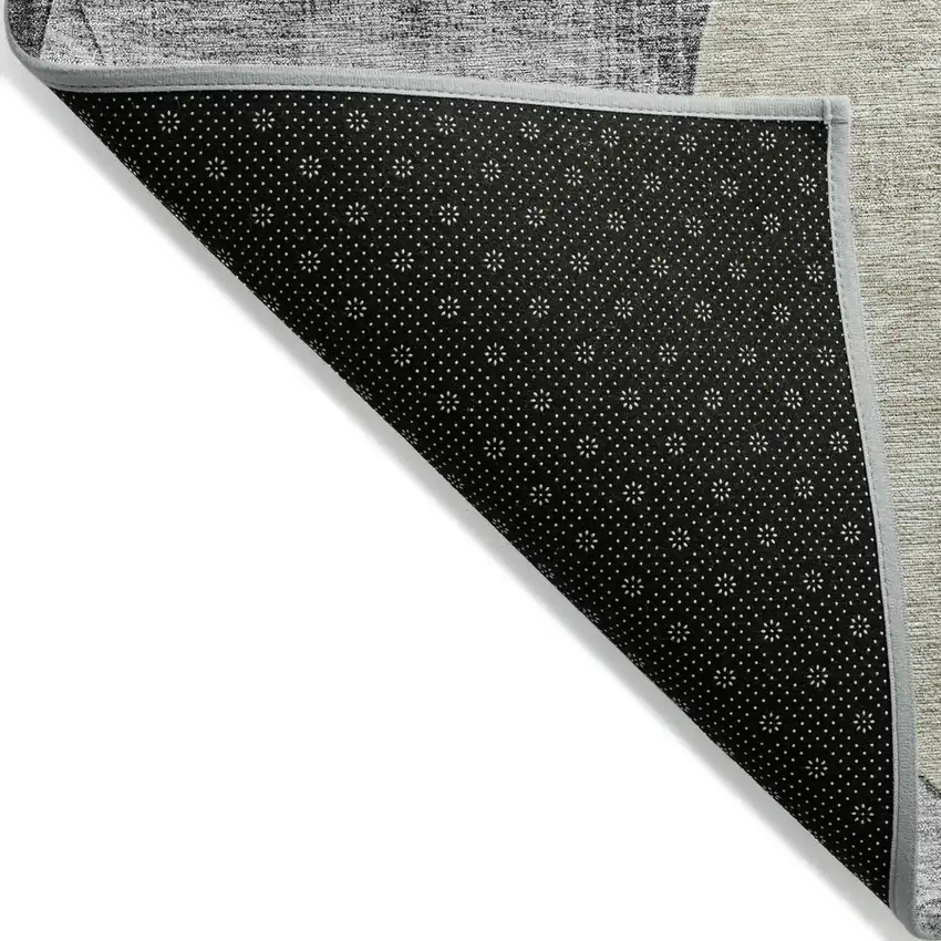Pewter Brown And Charcoal Geometric Washable Indoor Outdoor Area Rug Photo 4