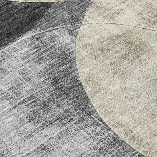 Pewter Brown And Charcoal Geometric Washable Indoor Outdoor Area Rug Photo 8