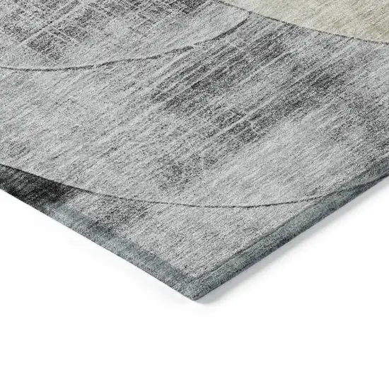 Pewter Brown And Charcoal Geometric Washable Indoor Outdoor Area Rug Photo 3
