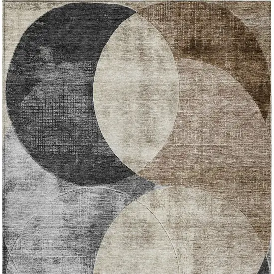 Pewter Brown And Charcoal Geometric Washable Indoor Outdoor Area Rug Photo 6