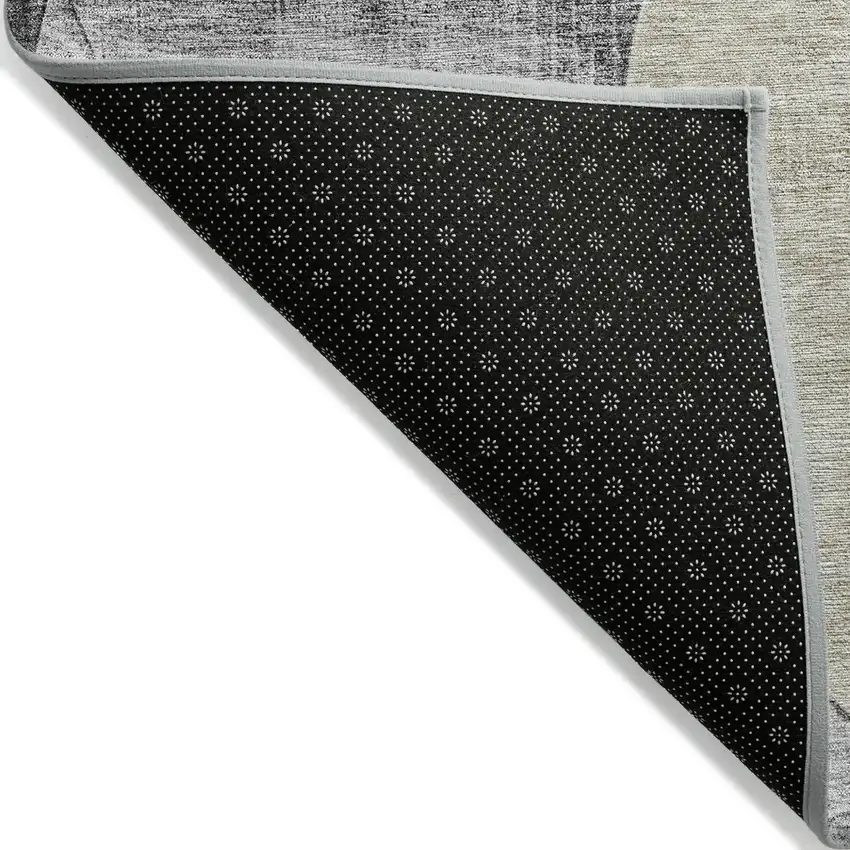 Pewter Brown And Charcoal Geometric Washable Indoor Outdoor Area Rug Photo 4