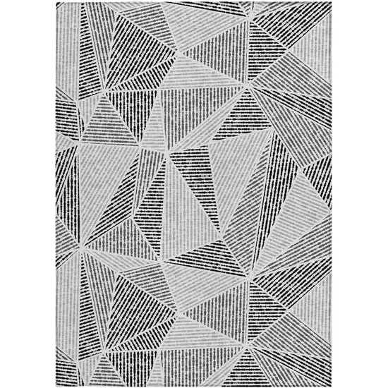 Pewter Charcoal And Gray Geometric Washable Indoor Outdoor Area Rug Photo 5
