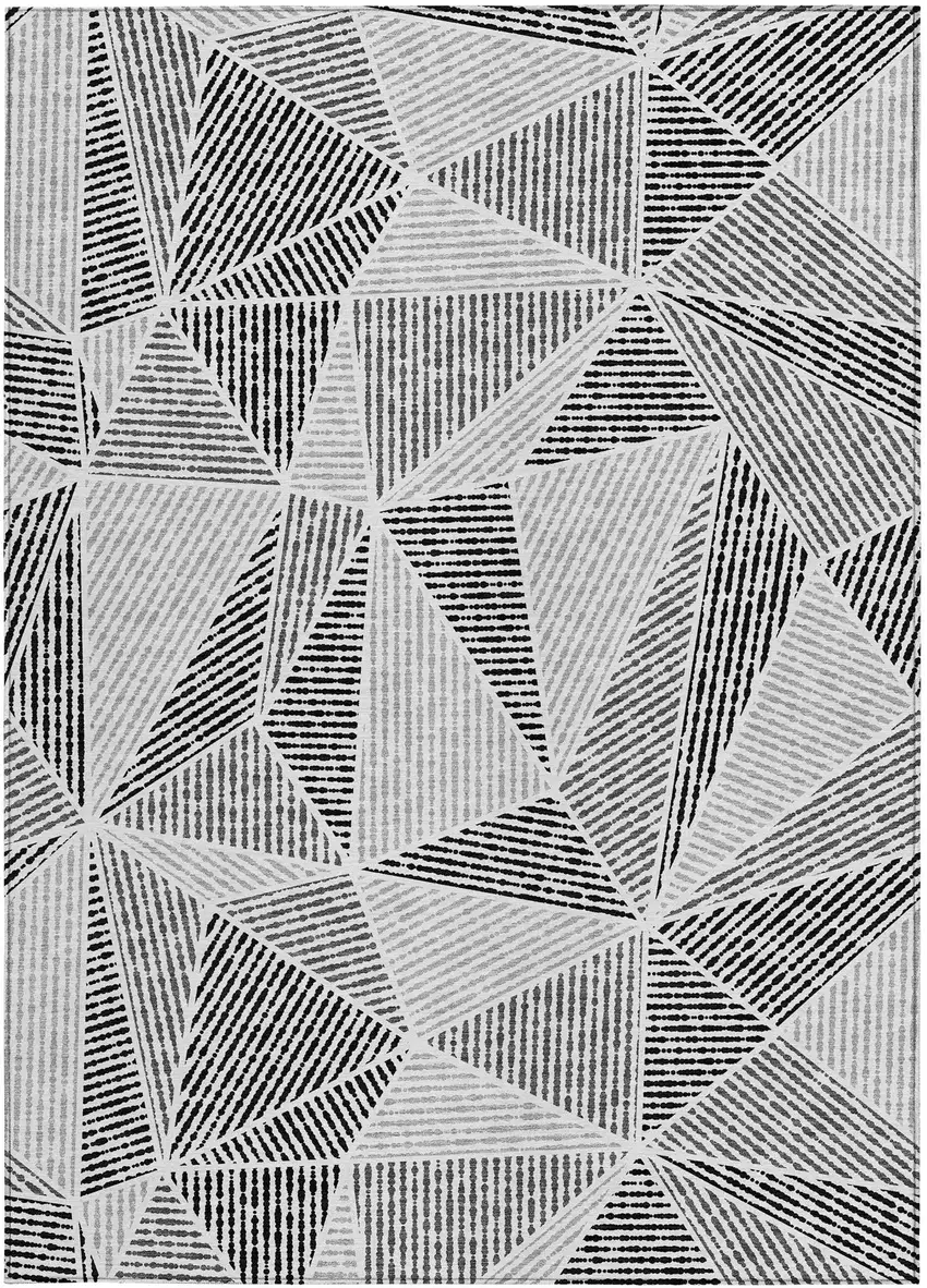 Pewter Charcoal And Gray Geometric Washable Indoor Outdoor Area Rug Photo 5