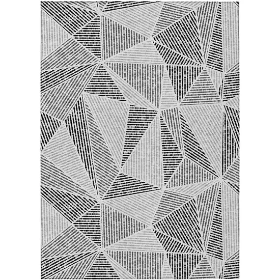 Pewter Charcoal And Gray Geometric Washable Indoor Outdoor Area Rug Photo 2