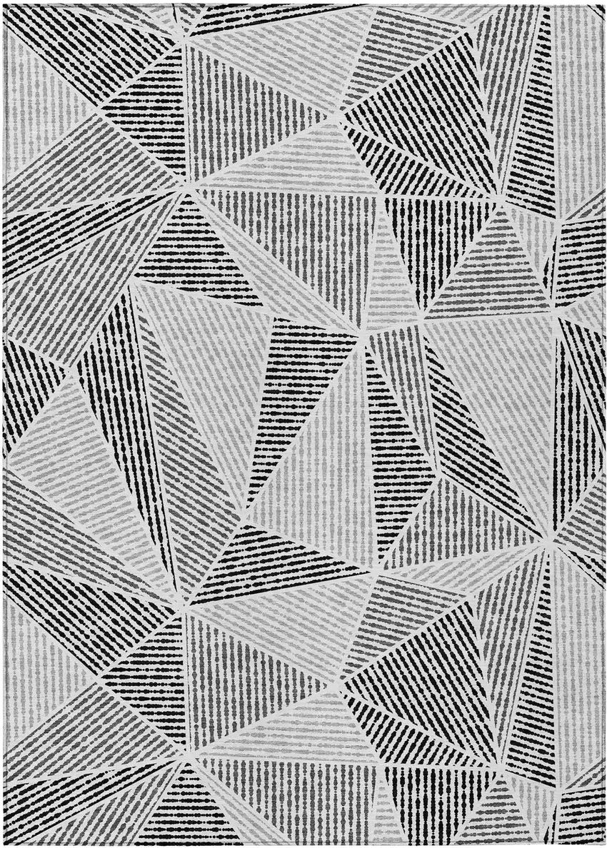 Pewter Charcoal And Gray Geometric Washable Indoor Outdoor Area Rug Photo 2
