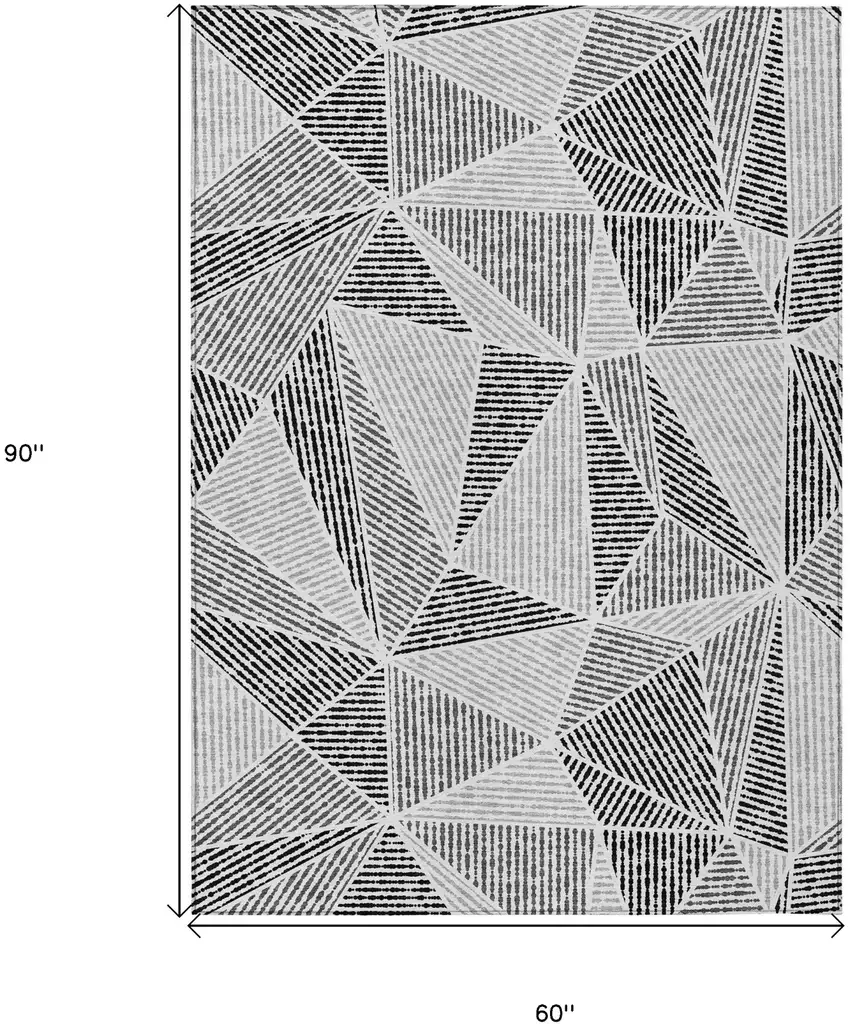 Pewter Charcoal And Gray Geometric Washable Indoor Outdoor Area Rug Photo 3