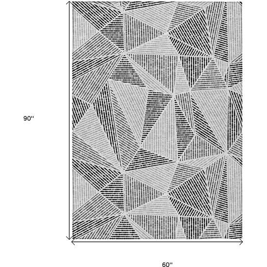 Pewter Charcoal And Gray Geometric Washable Indoor Outdoor Area Rug Photo 3