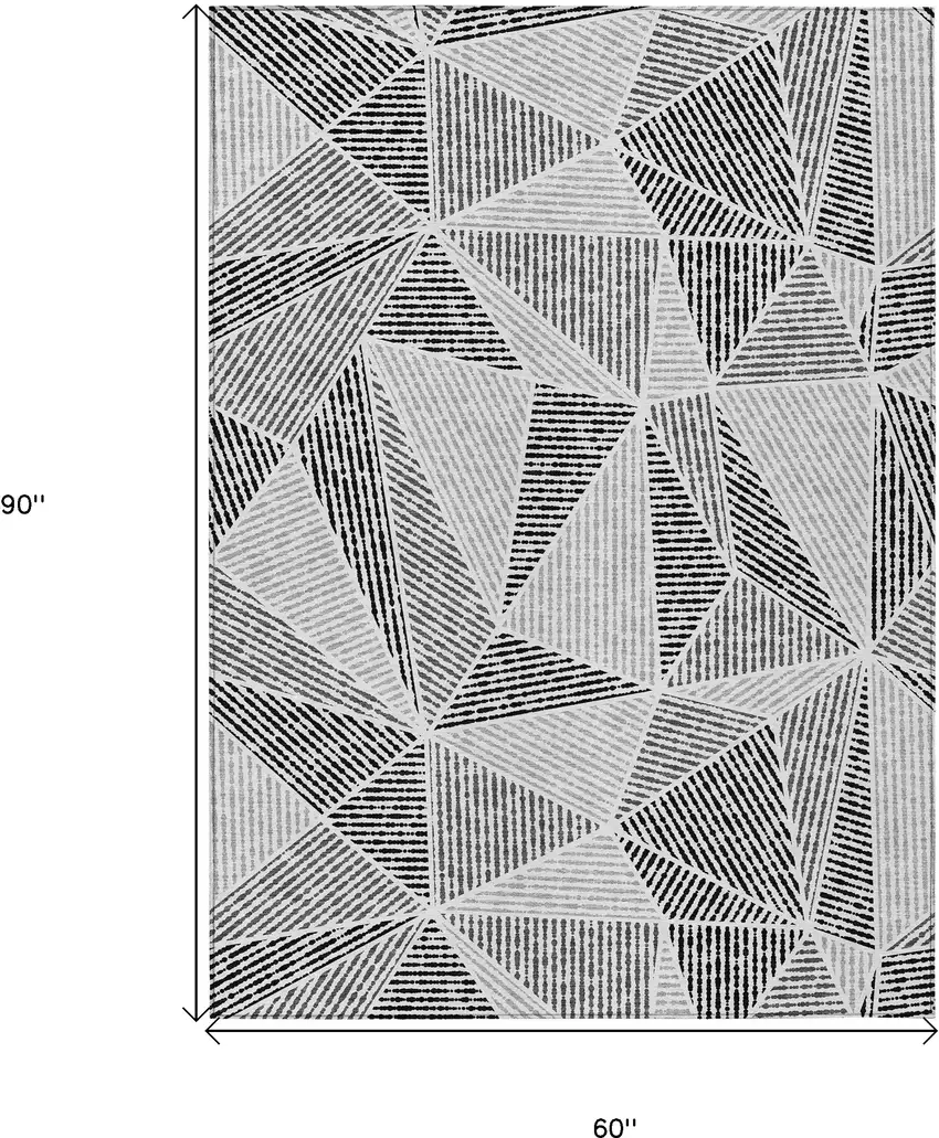 Pewter Charcoal And Gray Geometric Washable Indoor Outdoor Area Rug Photo 3