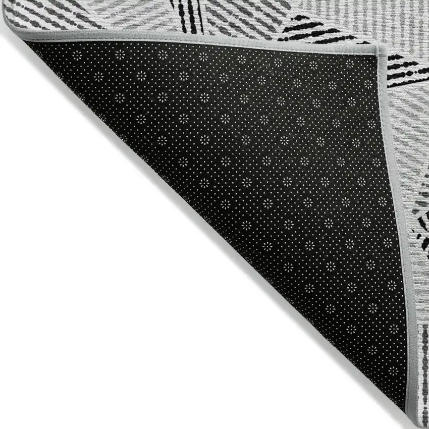 Pewter Charcoal And Gray Geometric Washable Indoor Outdoor Area Rug Photo 5