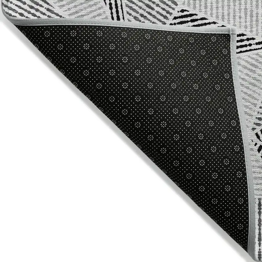 Pewter Charcoal And Gray Geometric Washable Indoor Outdoor Area Rug Photo 5
