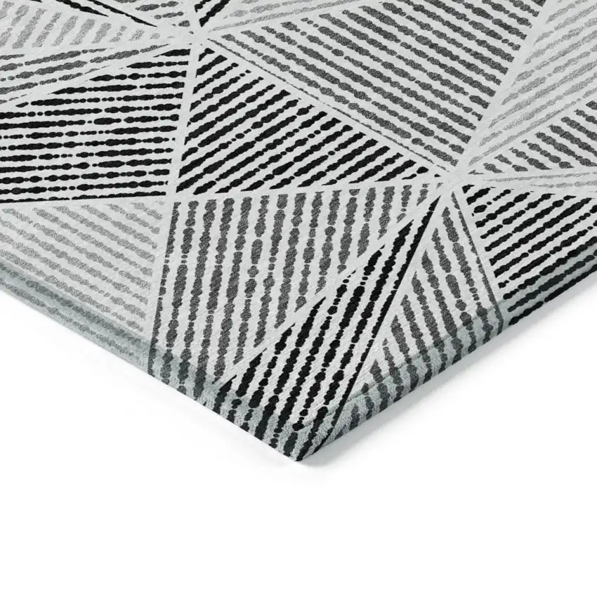 Pewter Charcoal And Gray Geometric Washable Indoor Outdoor Area Rug Photo 4