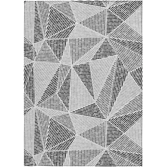 Pewter Charcoal And Gray Geometric Washable Indoor Outdoor Area Rug Photo 6