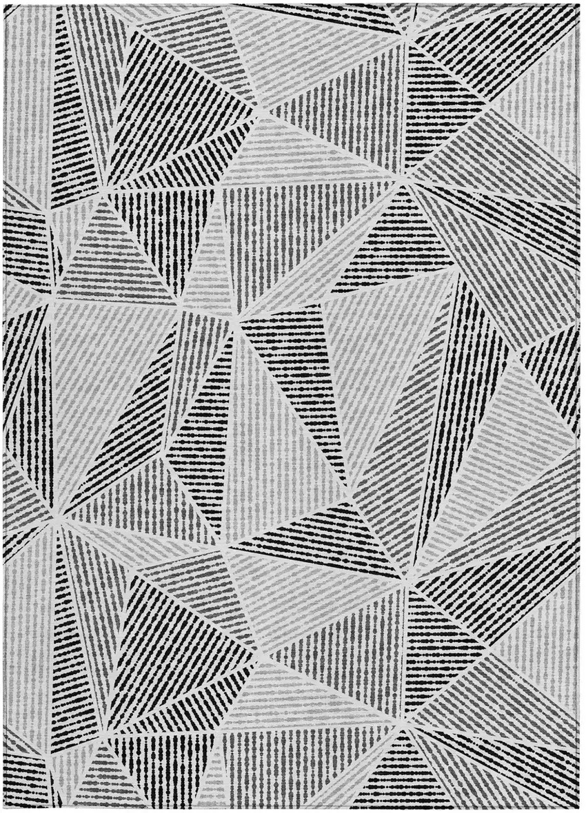 Pewter Charcoal And Gray Geometric Washable Indoor Outdoor Area Rug Photo 6